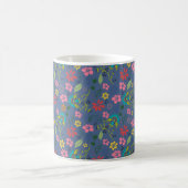 Girly Bohemian Flowers Slate Blue Koffiemok (Center)
