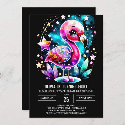 Girly Boho Flamingo Verjaardag Kaart (Voorkant / Achterkant)