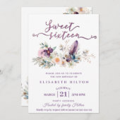 Girly boho floral Glitter typografie zoet 16 Kaart (Voorkant / Achterkant)