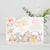 Girly Boho Oerwoud Dieren Rijden Door Baby shower Kaart (Staand voorkant)