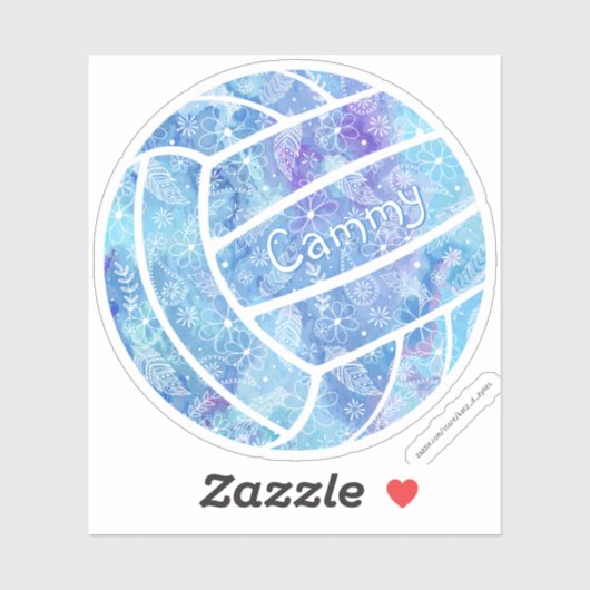 Girly Boho Paisley Doodle Blue Volleybal Sticker (Vel)