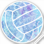 Girly Boho Paisley Doodle Blue Volleybal Sticker (Voorkant)