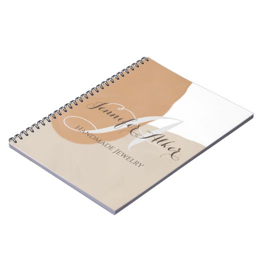 Girly boho pampas beige monogram name initiaal notitieboek (Linkerzijde)