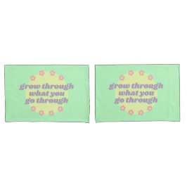 Girly Boho Pastel Groen Quote Retro Bloemen Kussensloop