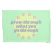 Girly Boho Pastel Groen Quote Retro Bloemen Kussensloop (Voorkant-Links)