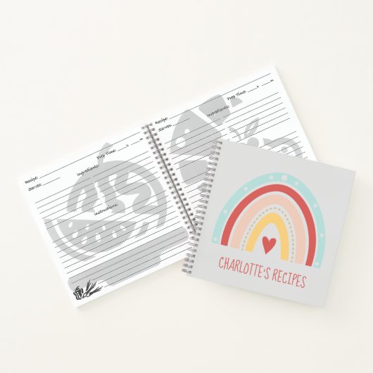 Girly Boho Rainbow Heart Painting Kinder Recipe Notitieboek (Binnen)