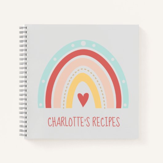 Girly Boho Rainbow Heart Painting Kinder Recipe Notitieboek (Voorkant)