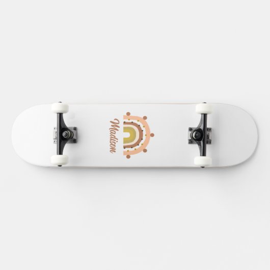 Girly Boho Rainbow Pastel Muted Pink Personalized Persoonlijk Skateboard (Horizontaal)
