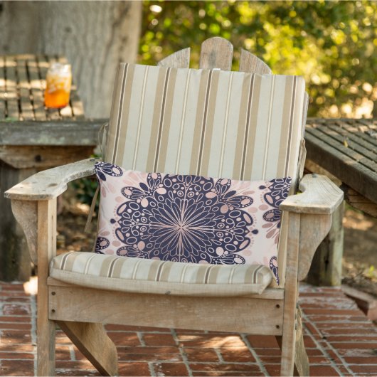 Girly Boho Roos Goud Blush Roze Navy Mandala's Buitenkussen (Stoel)