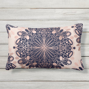 Girly Boho Roos Goud Blush Roze Navy Mandala's Buitenkussen