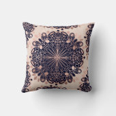 Girly Boho Roos Goud Blush Roze Navy Mandala's Kussen (Achterkant)