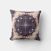 Girly Boho Roos Goud Blush Roze Navy Mandala's Kussen (Voorkant)