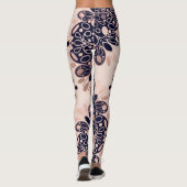 Girly Boho Roos Goud Blush Roze Navy Mandala's Leggings (Achterkant)