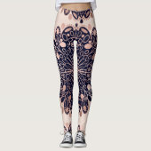 Girly Boho Roos Goud Blush Roze Navy Mandala's Leggings (Voorkant)