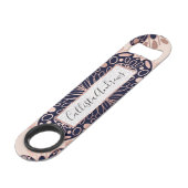 Girly Boho Roos Goud Blush Roze Navy Mandala's Speed Flessenopener (Voorkant Gekanteld)