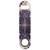 Girly Boho Roos Goud Blush Roze Navy Mandala's Speed Flessenopener (Achterkant)