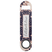 Girly Boho Roos Goud Blush Roze Navy Mandala's Speed Flessenopener (Voorkant)