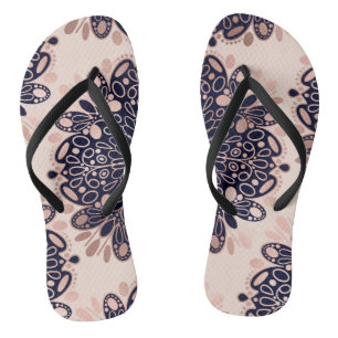 Girly Boho Roos Goud Blush Roze Navy Mandala's Teenslippers