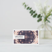 Girly Boho Roos Goud Blush Roze Navy Mandala's Visitekaartje (Staand voorkant)