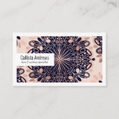 Girly Boho Roos Goud Blush Roze Navy Mandala's Visitekaartje (Voorkant)