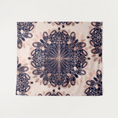 Girly Boho Roos Goud Blush Roze Navy Mandala's Wandkleed (Voorkant (horizontaal))