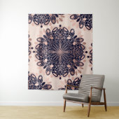 Girly Boho Roos Goud Blush Roze Navy Mandala's Wandkleed (In situ)