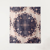 Girly Boho Roos Goud Blush Roze Navy Mandala's Wandkleed (Voorkant)