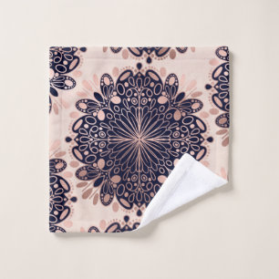 Girly Boho Roos Goud Blush Roze Navy Mandala's Washandje