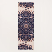 Girly Boho Roos Goud Blush Roze Navy Mandala's Yogamat (Achterkant)
