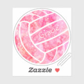 girly boho veren doodle roze volleybal sticker (Vel)