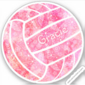 girly boho veren doodle roze volleybal sticker (Voorkant)