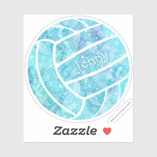 girly boho veren doodle turquoise volleybal sticker (Vel)