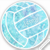 girly boho veren doodle turquoise volleybal sticker (Voorkant)
