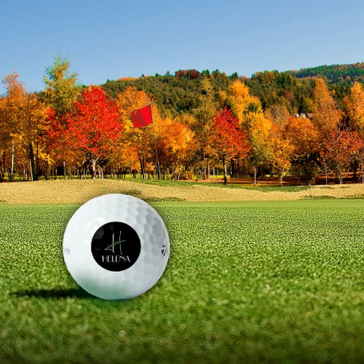 Girly boho waterverf initiaal H zwart Golfballen