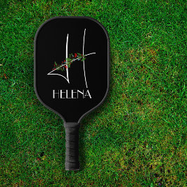 Girly boho waterverf initiaal H zwart Pickleball Paddle