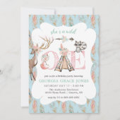 Girly Boho Wild One Verjaardagsfeest Uitnodiging (Voorkant)