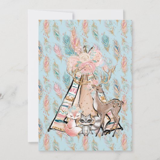 Girly Boho Wild One Verjaardagsfeest Uitnodiging (Achterkant)