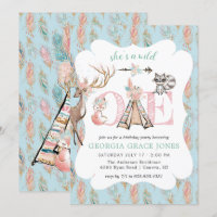 Girly Boho Wild One Verjaardagsfeest Uitnodiging