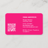 Girly Bold PINK QR Code Professionele Zakelijke lo Visitekaartje (Achterkant)