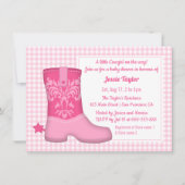 Girly Boot Western Theme Baby Shower Uitnodigingen (Voorkant)