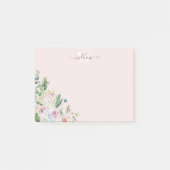 Girly Botanical Monogram Greenery Post-It Notes (Voorkant)