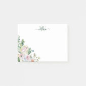 Girly Botanical Monogram Pink Floral Post-It Notes (Voorkant)