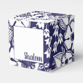 Girly Botanical Shalom Blue White Garden Drawing Bedankdoosjes (Voorkant Zijde)