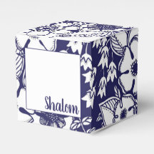 Girly Botanical Shalom Blue White Garden Drawing