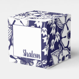 Girly Botanical Shalom Blue White Garden Drawing Bedankdoosjes