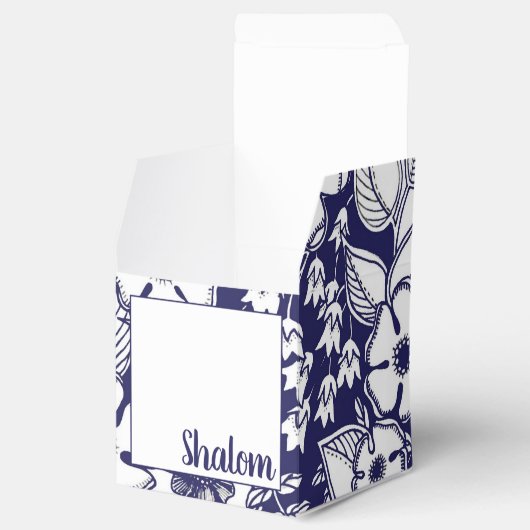 Girly Botanical Shalom Blue White Garden Drawing Bedankdoosjes (Geopend)