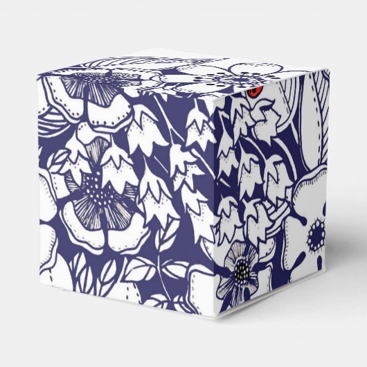 Girly Botanical Shalom Blue White Garden Drawing Bedankdoosjes (Achterkant)