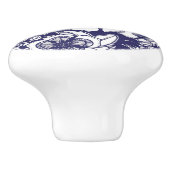 Girly Botanical Shalom Blue White Garden Drawing Keramische Knop (Zijkant)