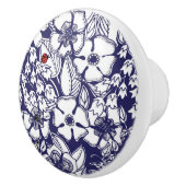 Girly Botanical Shalom Blue White Garden Drawing Keramische Knop (Rechts)