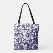 Girly Botanical Shalom Blue White Garden Drawing Tote Bag (Achterkant)